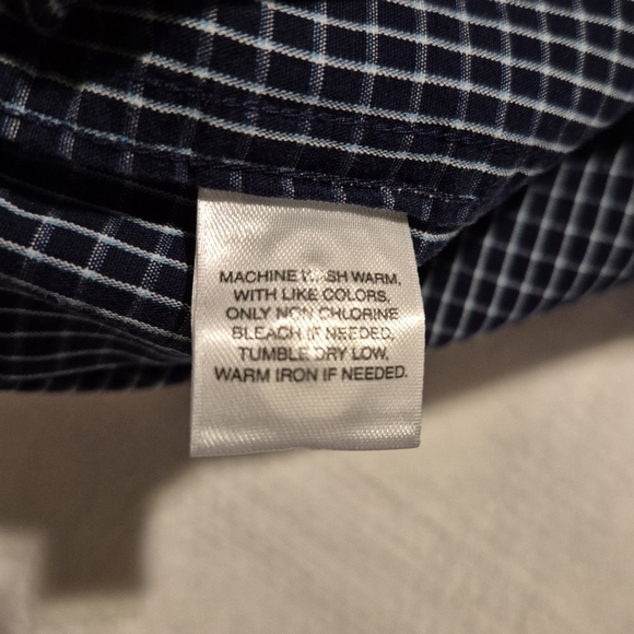 Roundtree & Yorke men's 4XT blue & white grid print short sleeve shirt, EUC - Picture 7 of 7